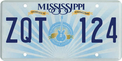 MS license plate ZQT124