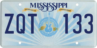 MS license plate ZQT133