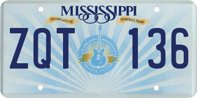 MS license plate ZQT136