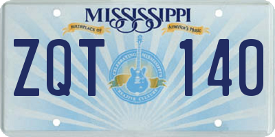 MS license plate ZQT140