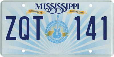 MS license plate ZQT141