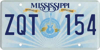 MS license plate ZQT154