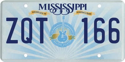 MS license plate ZQT166