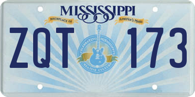 MS license plate ZQT173