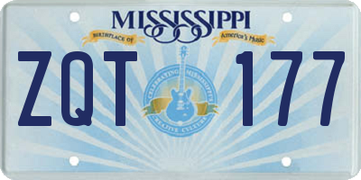 MS license plate ZQT177