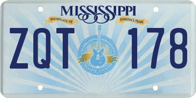 MS license plate ZQT178