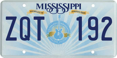 MS license plate ZQT192