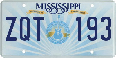MS license plate ZQT193