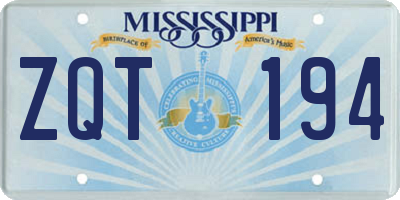 MS license plate ZQT194