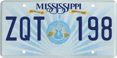 MS license plate ZQT198
