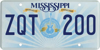 MS license plate ZQT200