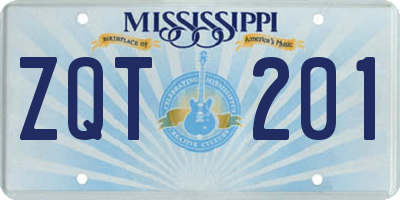 MS license plate ZQT201