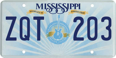 MS license plate ZQT203