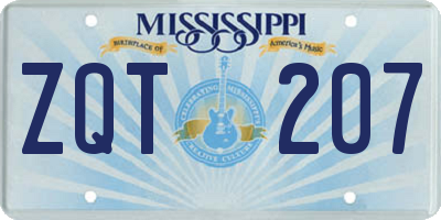 MS license plate ZQT207