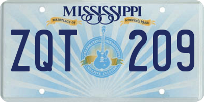 MS license plate ZQT209