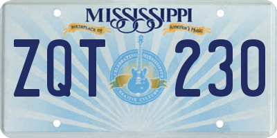 MS license plate ZQT230