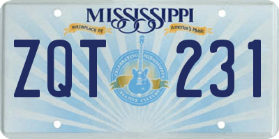 MS license plate ZQT231