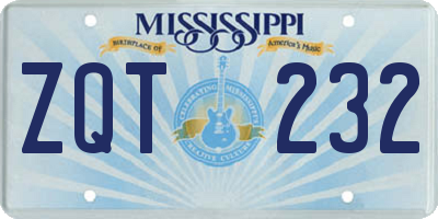 MS license plate ZQT232