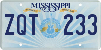 MS license plate ZQT233