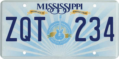 MS license plate ZQT234