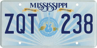 MS license plate ZQT238