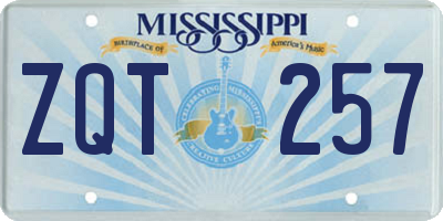 MS license plate ZQT257