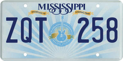MS license plate ZQT258