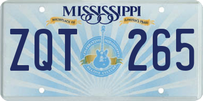 MS license plate ZQT265