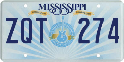 MS license plate ZQT274