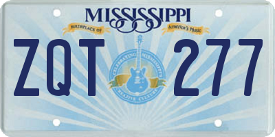 MS license plate ZQT277