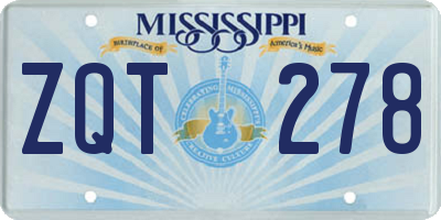 MS license plate ZQT278