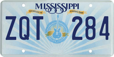MS license plate ZQT284