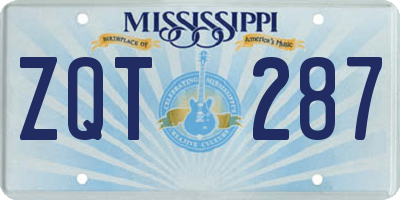 MS license plate ZQT287