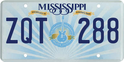 MS license plate ZQT288