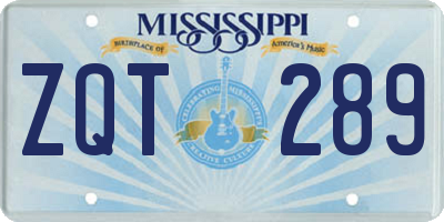MS license plate ZQT289