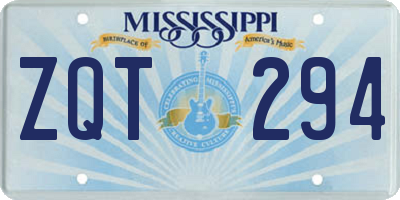 MS license plate ZQT294