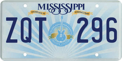 MS license plate ZQT296