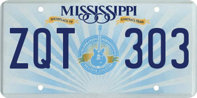 MS license plate ZQT303