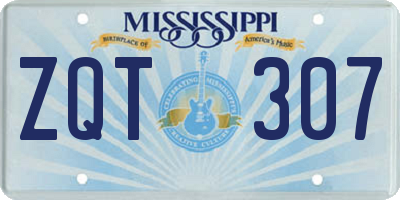 MS license plate ZQT307