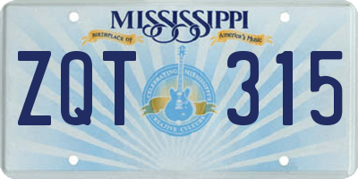 MS license plate ZQT315