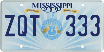 MS license plate ZQT333
