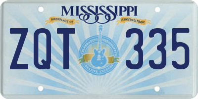 MS license plate ZQT335