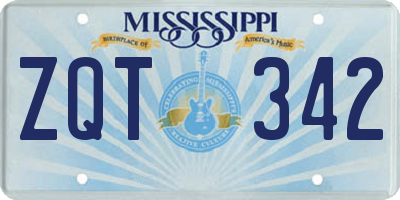 MS license plate ZQT342