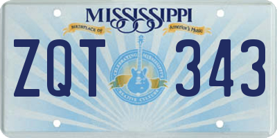 MS license plate ZQT343