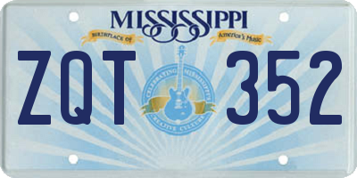 MS license plate ZQT352