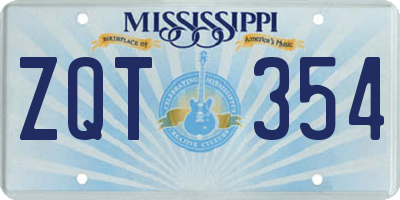 MS license plate ZQT354