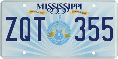 MS license plate ZQT355