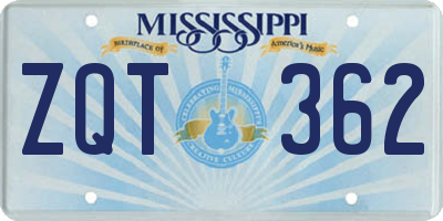 MS license plate ZQT362