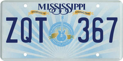 MS license plate ZQT367