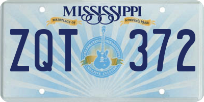 MS license plate ZQT372